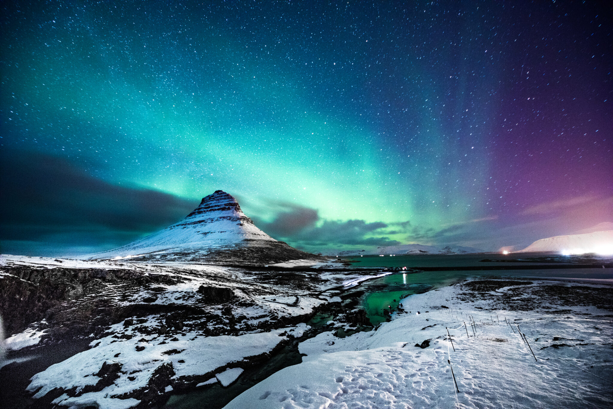 Norrsken aurora borealis på Island