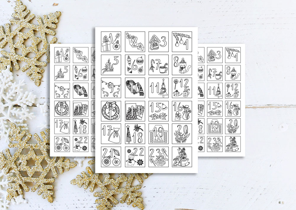julkalender med målarbilder